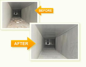 Houston, TX air duct cleaning before and after photo