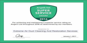 Extreme Air Duct Cleaning And Restoration Services Earns Esteemed 2016 Angies List Super Service Award - Extreme Air Duct Cleaning and Restoration Services