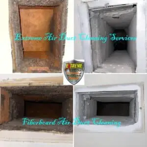 Fiberboard duct cleaning before and after on Sage Road, Houston