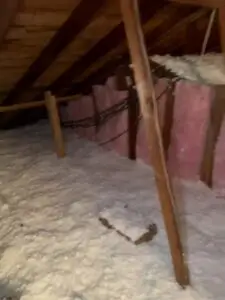 Fresh blown-in insulation covering an attic floor in Katy, TX
