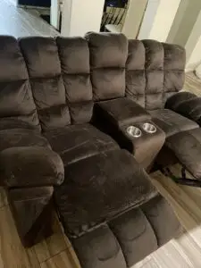Reclining sofa footrests after professional upholstery cleaning, Katy TX