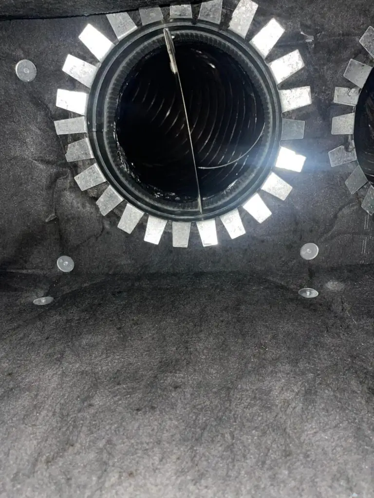 Duct Cleaning Services in Houston, TX Fiberboard plenum and takeoff after professional air duct cleaning in Missouri City, TX