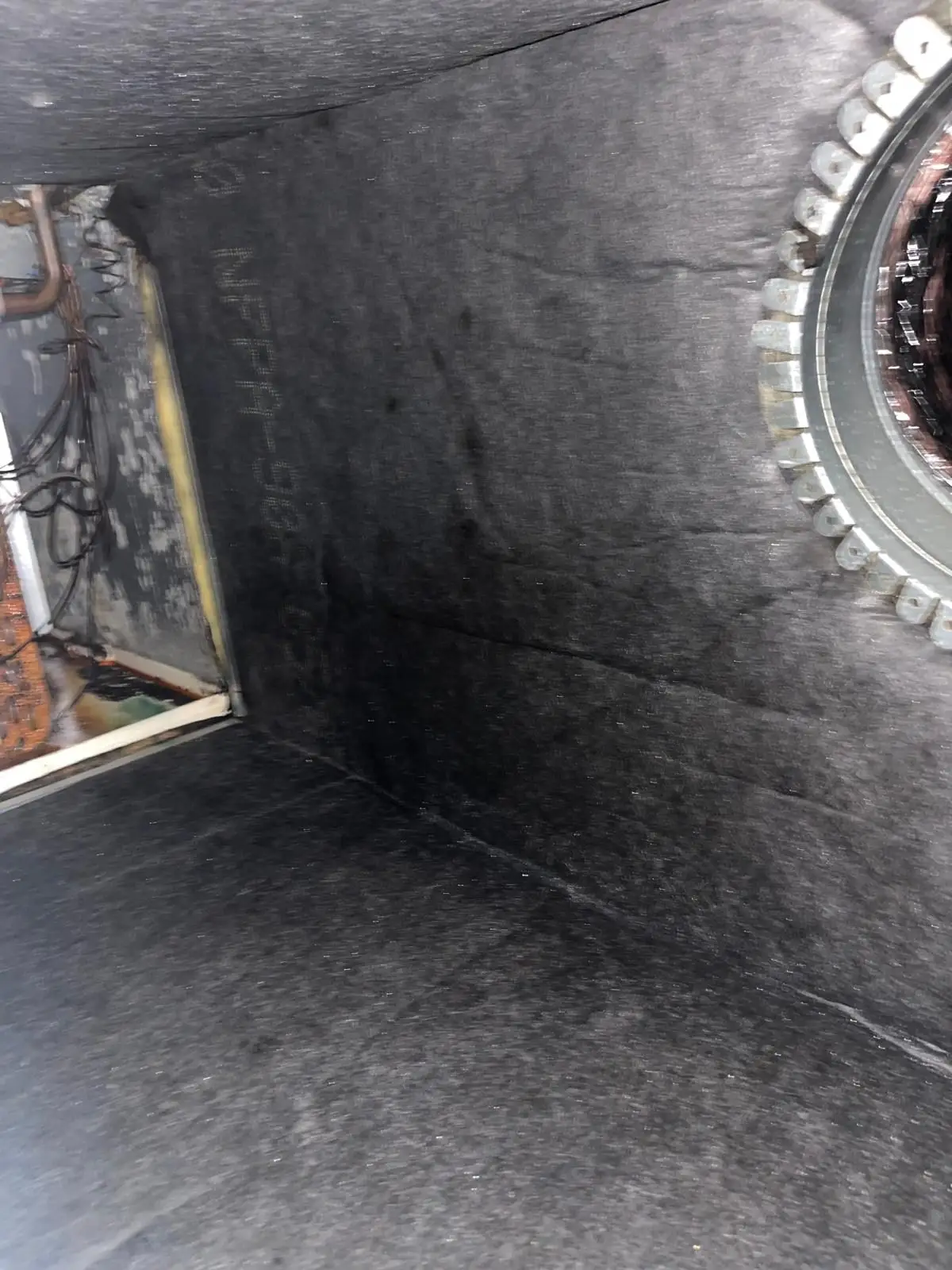 Clean air duct plenum interior after professional cleaning service in a Magnolia TX home
