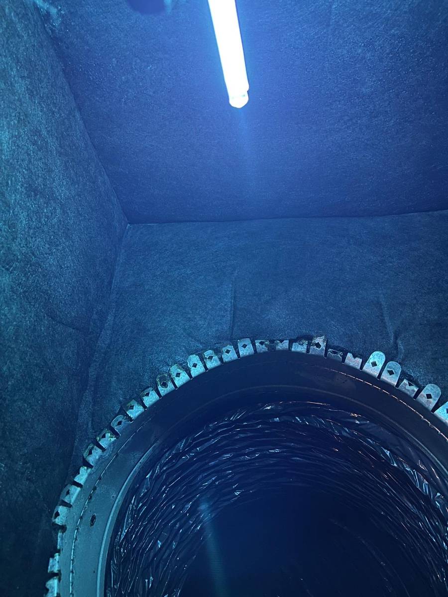 UV light sanitizing the inside of the air ducts after cleaning in Houston 77025